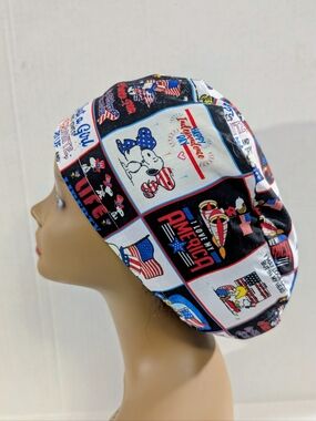 USA, 4th Of July, Euro Style Scrub Cap, Scrub Cap, Chemo Hat